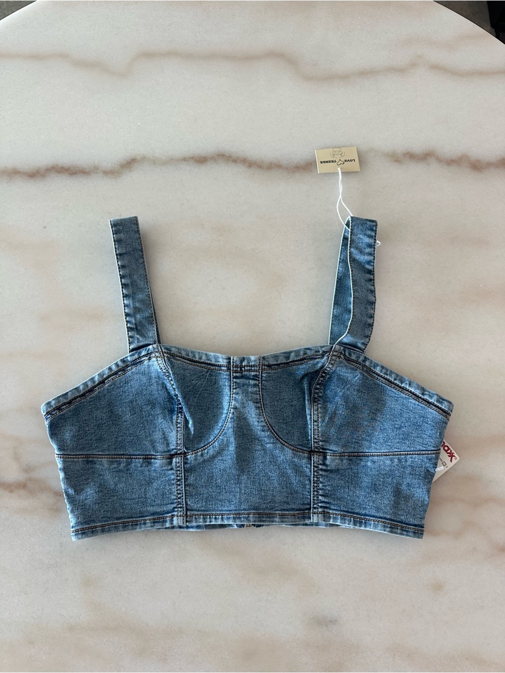 NWT Love & Trends Denim Corset Crop Top Medium